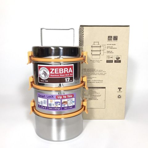 Camen Inox 3 Ngăn Zebra Zelect Smart Lock II - Hộp Đựng Thực Phẩm Chống Trào Có Nắp Đậy Tiện Lợi, Chất Liệu Inox SUS304