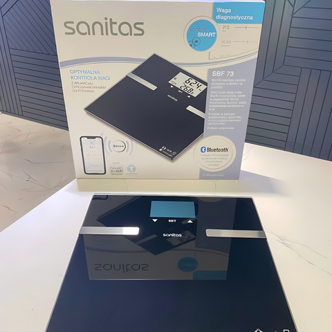 Cân Sức Khỏe Sanitas SBF73 Kết Nối Ứng Dụng Thông Minh - Theo Dõi Trọng Lượng, Chỉ Số Sức Khỏe, Phân Tích BMI, Hỗ Trợ Đến 8 Người Dùng