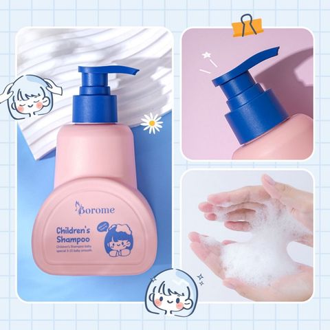 Dầu Gội Đầu Trẻ Em Borome 335ml - Không Gây Cay Mắt, Chiết Xuất Hoa Cúc, Dưỡng Tóc Mềm Mượt Cho Trẻ 3-15 Tuổi