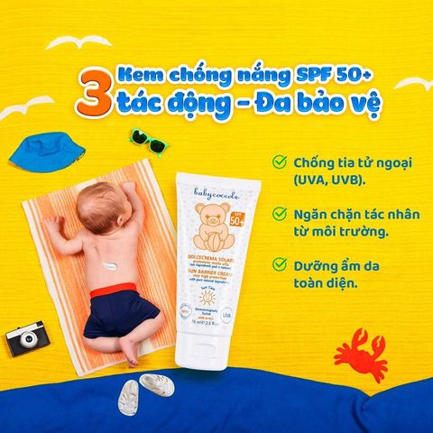 Kem Chống Nắng Dành Cho Bé Babycoccole SPF50+ - An Toàn Từ Thiên Nhiên, Không Paraben, Dưỡng Ẩm, Chống Nước - 75ml
