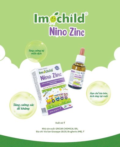 Kẽm Hữu Cơ Imochild Nino Zinc Siro 30ml - Hỗ Trợ Trẻ Sơ Sinh Ăn Ngon, Tiêu Hóa Tốt, Thúc Đẩy Sức Khỏe