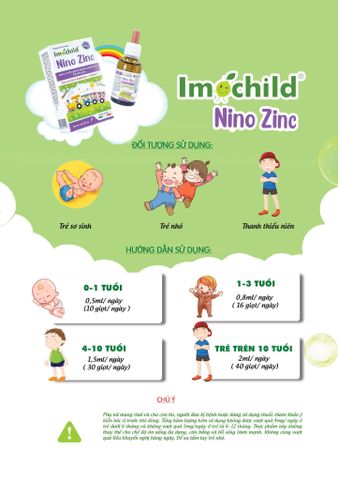 Kẽm Hữu Cơ Imochild Nino Zinc Siro 30ml - Hỗ Trợ Trẻ Sơ Sinh Ăn Ngon, Tiêu Hóa Tốt, Thúc Đẩy Sức Khỏe