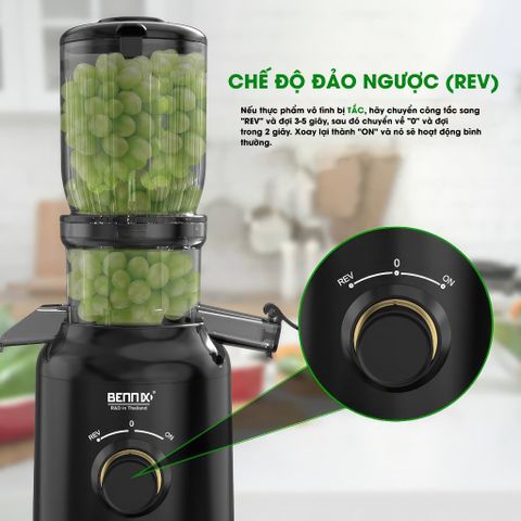 Máy Ép Chậm Bennix BN-09SJ 250W - Ép Kiệt Nước, Giữ 98% Vitamin, Thiết Kế Rộng, Dễ Dàng Vệ Sinh, Hoàn Hảo Cho Sức Khỏe