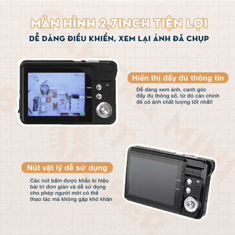 Máy ảnh kỹ thuật số Mini Camera V2 48MP - Ống kính góc rộng, Quay phim FullHD, Thiết kế nhỏ gọn, Thích hợp cho du lịch và chụp ảnh nhanh