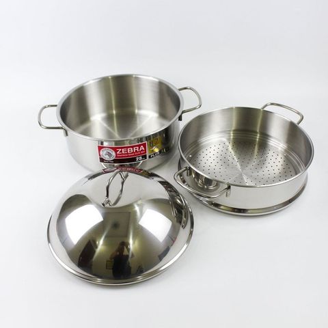 Nồi Xửng Hấp Inox 304 3 Đáy Zebra Extreme Plus II - Thiết Kế 2 Tầng, Quai Cầm Tiện Lợi, Dùng Trên Bếp Gas, Bếp Từ, Bếp Hồng Ngoại