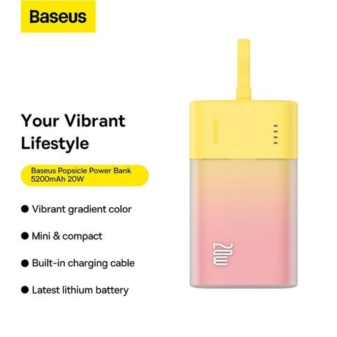 Pin Dự Phòng Sạc Nhanh Baseus Popsicle 5200mAh 20W - Thiết Kế Nhỏ Gọn, Sạc Nhanh Cho Điện Thoại, Máy Tính Bảng, Tai Nghe không Dây