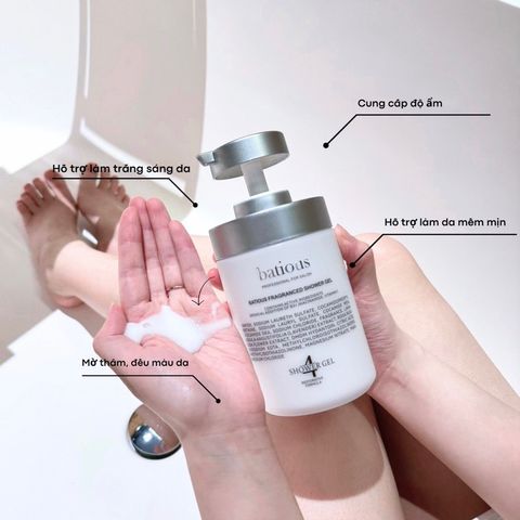 Sữa Tắm Trắng Da Batious B3+ Niacinamide 500ml - Hương Nước Hoa Lưu Hương 3 Tầng, Dưỡng Ẩm và Trẻ Hóa Da
