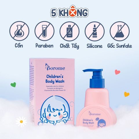 Sữa Tắm Trẻ Em Borome 250ml - Hương Hoa Cúc Dịu Nhẹ, An Toàn Cho Da, Không Cay Mắt, Giúp Làm Sạch và Cấp Ẩm Cho Bé