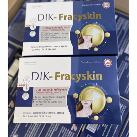 Viên uống Dik-Fracyskin - Hỗ trợ đẹp da, tóc, móng chắc khỏe với L-cystine, vitamin C, kẽm gluconate - Hộp 60 viên