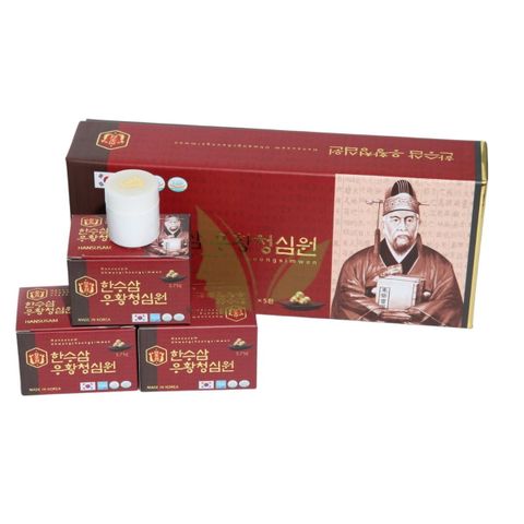 An Cung Ngưu Hoàng Hansusam Hàn Quốc - Hỗ Trợ Tim Mạch, Tăng Đề Kháng & Giảm Mệt Mỏi - Hộp 5 Viên Dược Thảo Quý