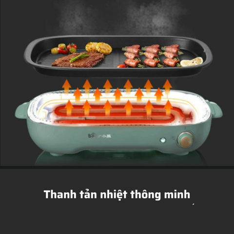 Bếp Nướng Điện Không Khói Bear DKL-E12D2 - 1200W, Khay Nướng Chống Dính, Nướng Thịt Ngon Tại Nhà, Thiết Bị Tiện Lợi Cho Gia Đình 4-5 Người