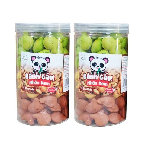 Combo 2 Hộp Bánh Gấu Nhân Kem 3 Vị SK FOOD - Bánh Snack Ngon, Đậm Đà Hương Vị Bơ, Socola, Kem Béo hấp Dẫn