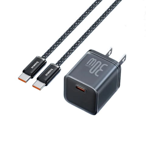 Combo Củ Sạc Nhanh Baseus GaN5S 30W Kèm Dây Cáp USB-C - Sạc Nhanh Chống Quá Nhiệt Cho iPhone 15, Thiết Bị Di Động