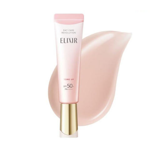 Kem Chống Nắng Nâng Tone Shiseido Elixir Day Care Revolution Tone Up SPF 50+ - Bảo Vệ Da, Làm Sáng Da Tự Nhiên 2in1