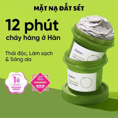 Mặt Nạ Đất Sét Đậu Xanh Beplain Mung Bean Pore Clay - Giảm Mụn Đầu Đen, Chăm Sóc Da Mặt Hiệu Quả, Cho Làn Da Mịn Màng 120g
