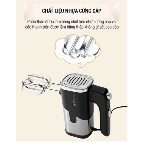 Máy Đánh Trứng Cầm Tay Sokany SK6621 - Công Suất 800W, 5 Tốc Độ, Phù Hợp Làm Bánh và Kem Tích Hợp Đầu Trộn, Dễ Dàng Sử Dụng