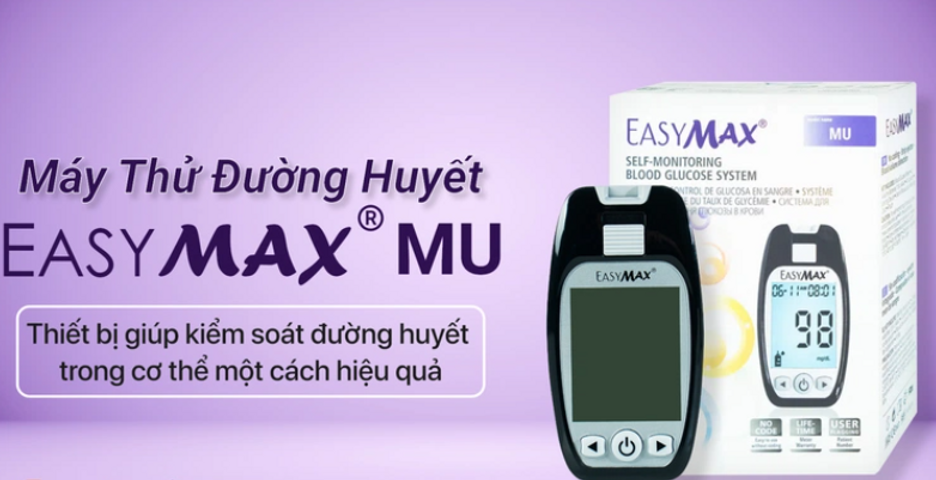 Máy đo đường huyết EasyMax MU - Thiết bị đo nhanh, chính xác chỉ sau 5 giây, cảm biến điện hóa sinh cho người tiểu đường