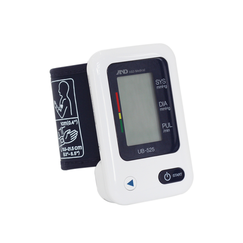 Máy Đo Huyết Áp Cổ Tay AND UB-525 - Vòng Bít Slimfit, Lưu Trữ 60 Kết Quả, Phát Hiện Huyết Áp Cao và Nhịp Tim Bất Thường