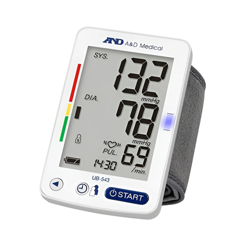 Máy Đo Huyết Áp Cổ Tay Tự Động A&D UB-543 - Màn Hình LCD Lớn, Nhỏ Gọn, Dễ Dùng, Pin AAA, Bộ Nhớ 60 Kết Quả
