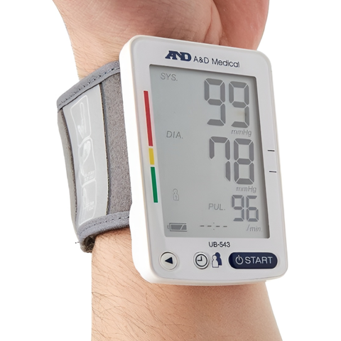 Máy Đo Huyết Áp Cổ Tay Tự Động A&D UB-543 - Màn Hình LCD Lớn, Nhỏ Gọn, Dễ Dùng, Pin AAA, Bộ Nhớ 60 Kết Quả