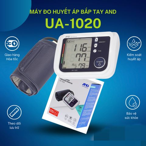 Máy Đo Huyết Áp Tự Động AND UA-1020 - Nhịp Tim, Kết Quả Chính Xác, Thiết Kế Thoải Mái, Phát Hiện Bất Thường, Phù Hợp Tất Cả Người Dùng