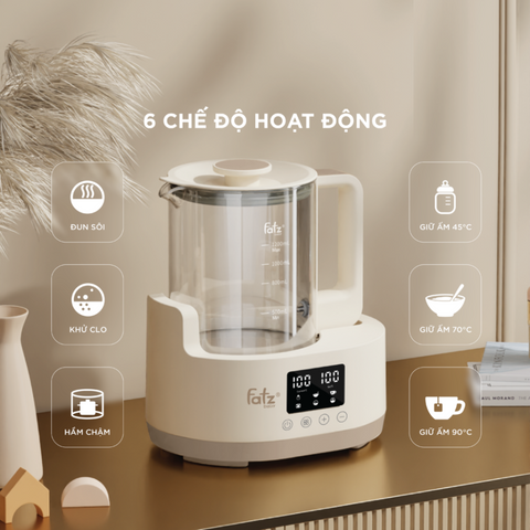 Máy Đun Và Hâm Nước Pha Sữa Fatzbaby Hiquick 1 FB3711CY - Công Nghệ Hồng Ngoại, Đun Nước, Khử Clo, Giữ Ấm, 1.2L