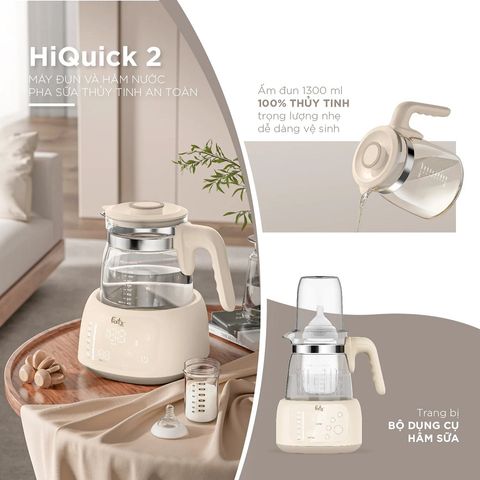 Máy Đun Nước Pha Sữa Fatzbaby HiQuick 2 - Bảng Điều Khiển Cảm Ứng, Dung Tích 1.3L, Chức Năng Hẹn Giờ, Giữ Ấm đến 48h