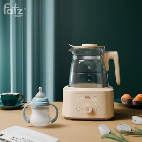 Máy Hâm Sữa Fatzbaby HiQuick 3 - Đun Nước Pha Sữa Thủy Tinh, Màn Hình LED, Chức Năng Tiệt Trùng 30 Phút, Dung Tích 1.3L