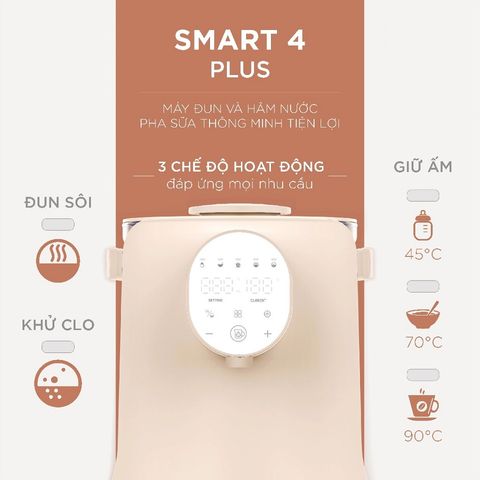 Máy Đun và Hâm Nước Pha Sữa Fatzbaby Smart 4 Plus 2000ml - Thiết Kế Hiện Đại, An Toàn Với Khóa Trẻ Em, Điều Khiển Cảm Ứng LED
