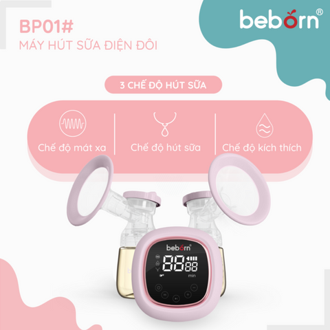 Máy Hút Sữa Điện Đôi Beborn BP01#ED - 3 Chế Độ, Bình PPSU Chịu Nhiệt, Dung Lượng Pin 2000mAh, Thời Gian Sử Dụng Lâu Dài