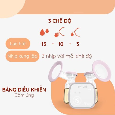 Máy Hút Sữa Điện Đôi Beborn BP02#ED, 3 Chế Độ Hoạt Động, Dung Lượng Pin 2500mAh, Phễu Silicon & Polypropylen, Thiết Kế Thông Minh