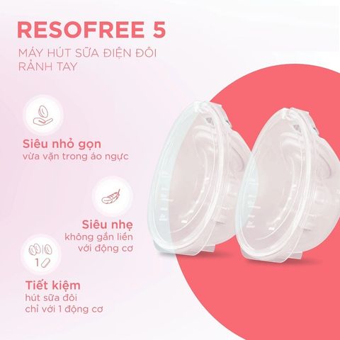 Máy Hút Sữa Điện Đôi Rảnh Tay Fatzbaby Resofree 5 FB1380VN - Pin 2200mAh, 12 Cấp Độ, Độ Ồn Dưới 45dB, Tiện Lợi Khi Sử Dụng