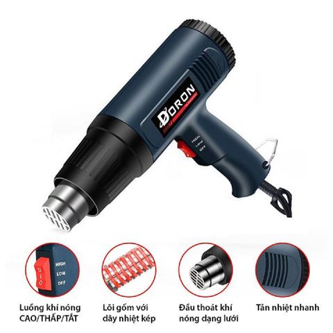 Máy khò nhiệt đa năng Doron KT-806 2500W - Thiết bị gia dụng cầm tay khò màng co, đóng seal, dán decal, bọc quà hiệu quả