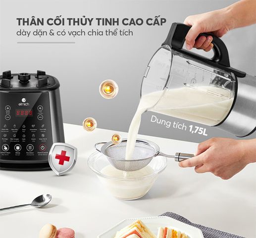 Máy Làm Sữa Hạt Đa Năng Elmich CBE-3902 - Công Suất 800W, Điều Khiển Cảm Ứng, Xay Sinh Tố, Nấu Cháo, Thiết Kế Hiện Đại, Dễ Vệ Sinh