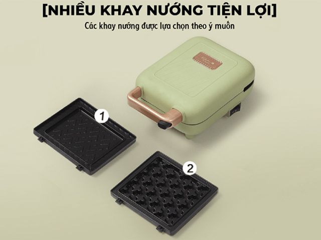 Máy Nướng Bánh Mì 2 Khay Bear C06M1 600W - Nướng Đều Bánh Sandwich Tự Động, Thiết Kế Gọn Nhẹ, An Toàn, Chống Dính