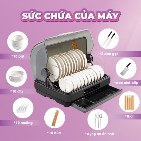 Máy Sấy Tiệt Trùng Chén Bát Gemhaus - Tiệt Trùng Bằng Tia UV Hiệu Quả 99%, Dung Tích 42L & 52L, Thiết Bị Gia Dụng Tiện Ích