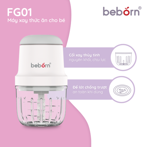 Máy Xay Thức Ăn Dặm Đa Năng Beborn FG01 - Lưỡi Dao Sắc Bén, Thiết Kế Nhỏ Gọn, Dễ Dàng Sử Dụng cho Bé