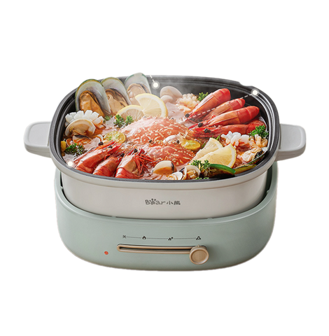 Nồi Lẩu Điện Đa Năng Bear DHG-D40F3 1500W Màu Xanh Mint - Thiết Kế Sang Trọng, Dung Tích Lớn 4 Lít, Dễ Dàng Vệ Sinh