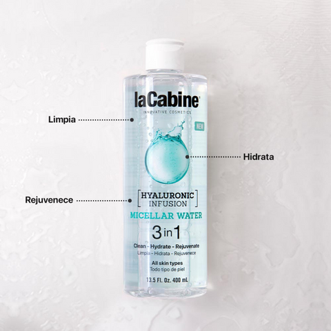 Nước tẩy trang 3in1 laCabine Hyaluronic Infusion - Làm sạch sâu, cấp ẩm và trẻ hóa da, công thức dịu nhẹ cho mọi loại da, 400ml.
