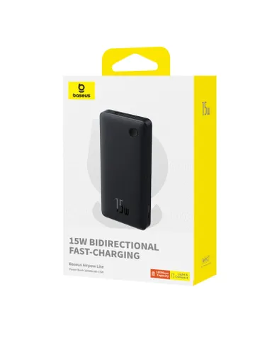 Pin Dự Phòng Baseus Airpow Lite 10000mAh 15W - Sạc Nhanh, Thiết Kế Nhỏ Gọn, Tích Hợp Cổng USB và Type-C, Đa Năng Cho Điện Thoại và Thiết Bị Khác