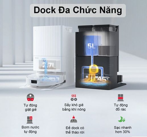 Robot Hút Bụi Lau Nhà Thông Minh Roborock Q Revo - Sạc Đa Năng 6in1, Lực Hút 5500Pa, Dọn Dẹp Thông Minh, Kết Nối Ứng Dụng