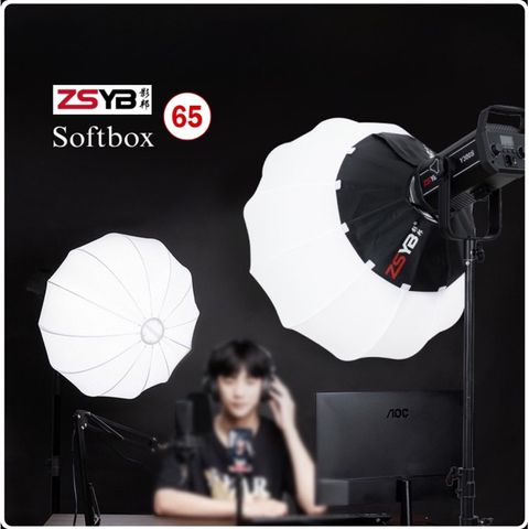 Softbox cầu ZSYB S65 - Phân tán ánh sáng tốt 65cm, Gấp gọn, Kim loại, Ngàm Bowen - Thiết bị chiếu sáng chuyên nghiệp