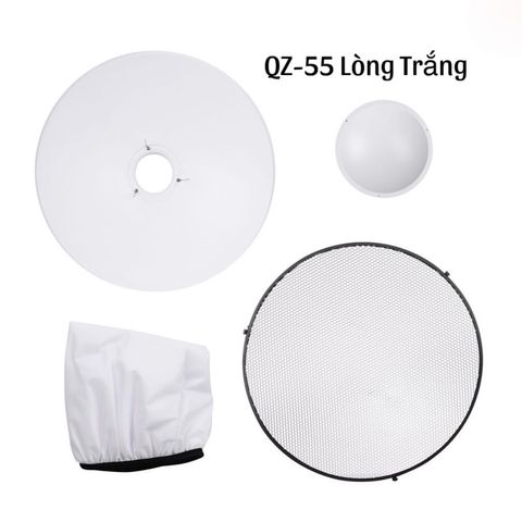 Tản sáng Beauty Dish QZ-55 Silver/White - Thiết bị ánh sáng đa chiều cho chụp ảnh chân dung và studio chất lượng cao