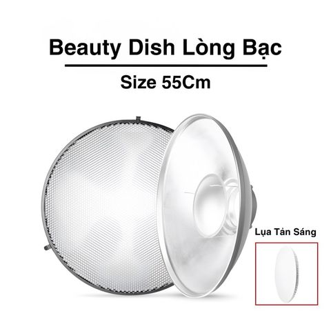 Tản sáng Beauty Dish QZ-55 Silver/White - Thiết bị ánh sáng đa chiều cho chụp ảnh chân dung và studio chất lượng cao