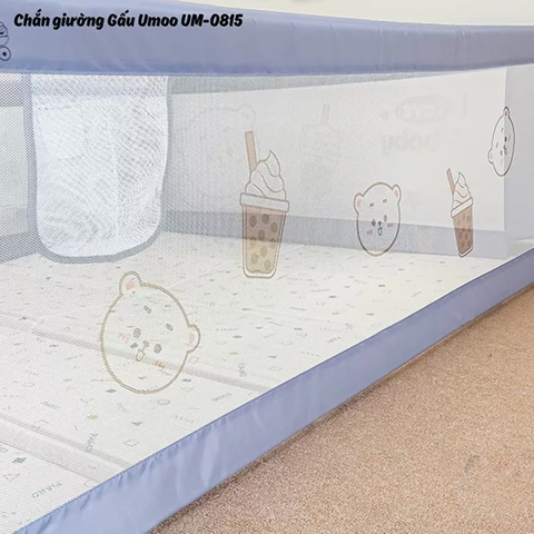 Thanh Chắn Giường Họa Tiết Gấu Umoo UM-0815 - Khung Kim Loại Chắc Chắn, Dễ Dàng Lắp Đặt, Bảo Vệ An Toàn Cho Bé