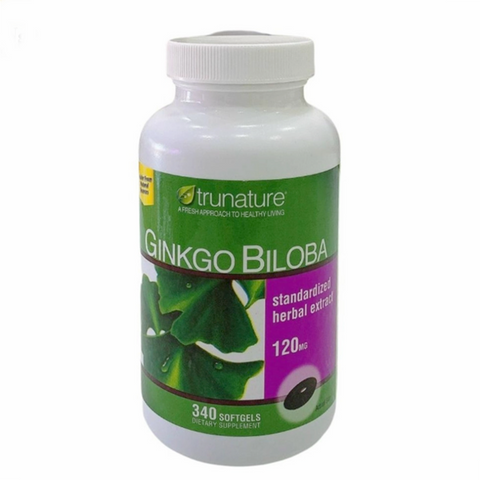 (Xách tay) Viên Uống Ginkgo Biloba 120mg Trunature Mỹ - Hỗ Trợ Bổ Não, bổ sung Trí Nhớ, Giảm Căng Thẳng - 340 Viên