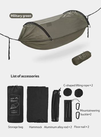 Võng Naturehike CNH22HJ001 Chống Lật & Muỗi cho 2 Người - Thiết Kế Đa Năng, Kích Thước Rộng, Chống Thấm Nước, Phụ Kiện Đầy Đủ