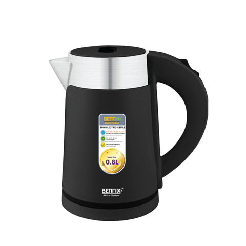 Ấm siêu tốc mini 2 lớp Bennix BN-008EK 0.8L - Thiết kế sang trọng, đun nước nhanh chóng, an toàn cho gia đình nhỏ và văn phòng