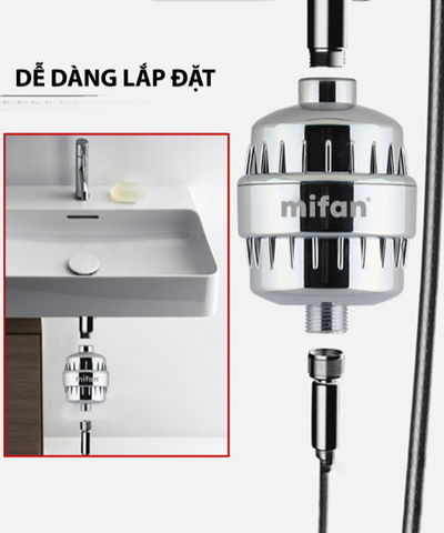 Bộ lọc nước vòi hoa sen Mifan 20 bước - Khử mùi, làm mềm nước, bổ sung khoáng chất an toàn cho sức khỏe gia đình