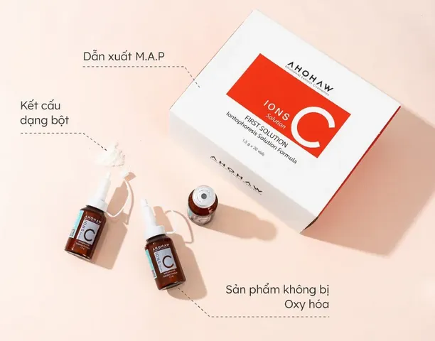 Bột Vitamin C Nguyên Chất Ahohwa M.A.P Ions C Solution - Chăm Sóc Da Trắng Sáng, Phục Hồi Sắc Da, Cải Thiện Nếp Nhăn, Hộp 20 Ống